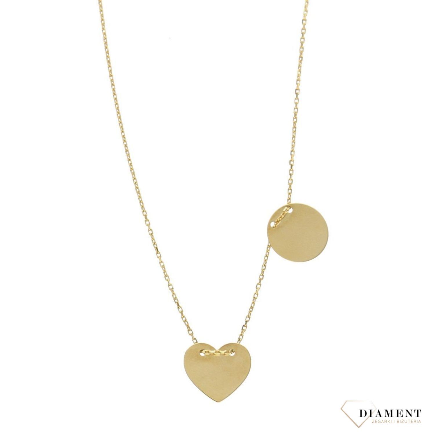 Złoty naszyjnik celebrytka 585 'serce i kółko'.jpg